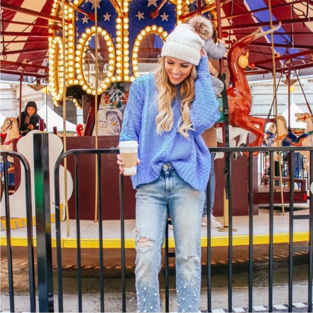 Aerie Blue Cable Knit Sweater